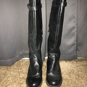 Women’s Black Leather Cross Back Riding Boots